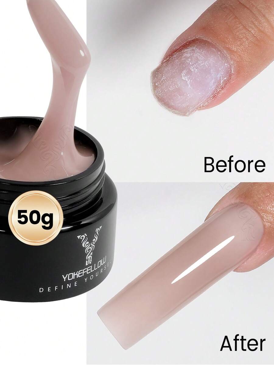 YOKEFELLOW 15克美甲延长胶，裸粉色果冻胶，增厚强韧指甲，持久耐用，可卸除UV/LED凝胶，美甲沙龙理想之选，适合女性和女孩，也是节日送礼的完美选择。