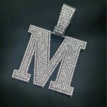 闪亮M字母吊坠项链,街头嘻哈风格立方氧化锆字母项链,精致小巧的颈链,适合日常、节日、派对佩戴 - 吊墜項鍊 - 查看 7