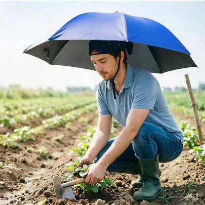 Ultra-Large Head-Mounted Sunshade, Head-Mounted Umbrella Hat, Sun Protection And Shade Fishing Umbrella, UV Protection Tea-Picking Hat With Large Brim For Summer.