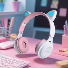 可爱猫耳无线耳机，动漫风格设计，闪烁猫耳灯，卡通时尚，高清通话，沉浸式游戏和音乐体验 - 查看 7