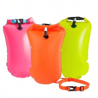 Phao bơi bơm hơi ngoài trời, bơm bằng miệng, chất liệu PVC dày, có dây đeo eo, ván tập bơi kèm ngăn chứa đồ.