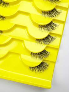 10 Pairs Half Eye False Eyelashes With Yellow Base, Transparent Stems, More Fit For Eye Makeup, Natural And Lightweight, Perfect For Beginners, Reusable And Durable, Suitable For Daily Life, Work, Travel, Holiday Celebrations, Parties And Various Occasions, Comfortable To Wear Without Burden, Create Natural Charming Eyes Easily - View 7