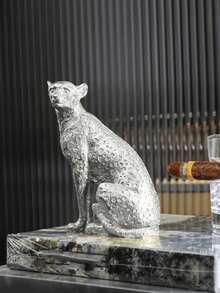 Europäischer Stil Heim-Dekoration Skulptur, vergoldete Perlmuschel Leoparden Statue als Tischdekoration, geeignet für Wohnzimmer/Schlafzimmer Bücherregal Dekoration, ideal als Geschenk zu Ostern, Vatertag, Muttertag, Valentinstag, Feiertagen und Schulanfang - Silber - Übersicht 4