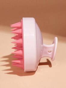 1pc Wheat Straw Hair Scalp Massage Brush, Silicone Hair Brush, Scalp Exfoliating Scrub, Dandruff Removal, Unisex, Bathroom Decor, Autumn, Back To School - 粉紅色的 - 查看 6
