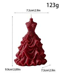 3 Styles Burgundy Evening Gown Shaped Candles, Handmade Soy Wax, Romantic Wedding Decor, Valentine's Day Gift - 1PC - View 11