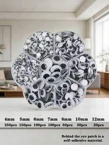 1 Box Creative Plastic Eye Stickers, Black & White Self-Adhesive Eye Materials For DIY Crafts, Animal, Plant, Cartoon Eyes - Eye Patch Kit - View 5