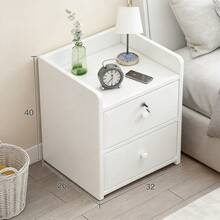 Mesita De Noche Auxiliar Buros Modernos Con 2 Cajones Color Blanco,Mesita de noche - Blanco - Ver 2