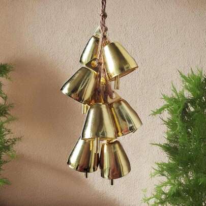 10个手工铜铃，风铃装饰，家居装饰，可悬挂作门铃，适合婚礼和节日装饰