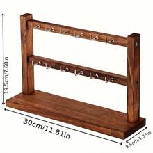 2pcs Multi-Layer Walnut Wood With Iron Hook Jewelry Stand, Elegant Wooden Multifunctional Display Rack For Bracelets, Earrings, Necklaces, Minimalist And Easy To Assemble, Suitable As A Gift - 2 Pcs Walnut Wood - View 3