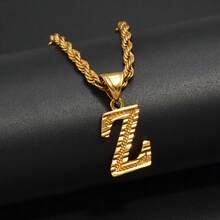Collares con letras A-Z para mujeres y hombres, colgante con inicial bañado en oro, cadena de cuerda, joyería de letras del alfabeto en inglés, africana - Amarillo Oro - Ver 20