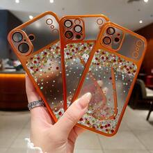 Sequins, Diamond 1pc New Electroplated Anti-Drop/Thickened Transparent TPU Protective Case Compatible With IPhone 17 Pro Max/16 Pro Max/16 Pro/16/13 Pro Max/12 Pro Max/11 Phone Case - Orange - View 3