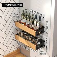 Magnetic Spice Jar Rack, Kitchen Wall Mount Organizer, Fridge Side Hanging Rack, Condiment Bottle Storage Holder, Multifunctional Shelves, No Drilling Required - Black - View 7