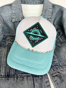 1 件装黑洞太空刺绣熨烫/缝纫贴片 - 绿黑漩涡设计 - 金色 - 灰色中心 - 适用于夹克、帽子、包包、外套、科幻迷、角色扮演、DIY - 背面带粘胶，易于粘贴，无需缝纫 - 耐用持久 - 太空主题配饰 - 天文和科幻爱好者的理想礼物 - 牢固可靠的粘贴 - 方形 - 查看 4