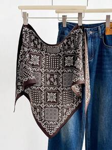 1pc Versatile Cashew Flower Print Scarf/Shawl, Suitable For Daily, Office, And Vacation Wear - Brown - View 10