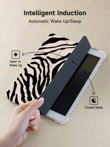 Ayotu 1pc Beige Base With Black Zebra Pattern Tablet Case & Kindle E-Book Case Compatible With 10th Generation, 11/Air 4th/Air 7th/9.7 Inches, Compatible With Samsung Galaxy Tab A9 Plus, Kindle (11th Generation-2024 Release)(6 Inch), Kindle Paperwhite 12th Gen 2024, Great Holiday Gift, Stylish And Simple Pattern. - Multicolor - View 5