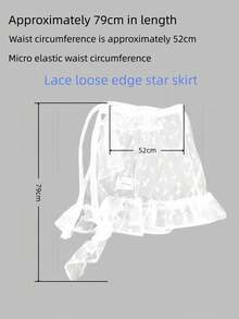 1件Y2K风格不规则星形网纱蕾丝腰裙围裙，多层荷叶边中长裙，适合拍照、角色扮演、日常穿着、派对、音乐节，是女孩的时尚配饰。 - 彩色 - 查看 11