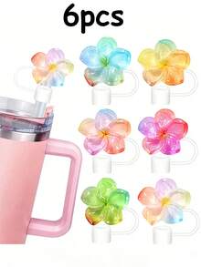 1 cái/6 cái Nắp đậy ống hút hình hoa phù hợp với cốc 30oz & 40oz, đầu ống hút silicon 10mm, nắp ống hút tái sử dụng, nắp ống hút chống bụi, nắp đậy đầu ống hút đơn giản, phụ kiện cốc - Nhiều màu - Xem 13