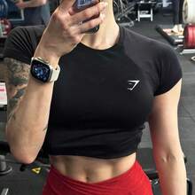 GYMSHARK  EVERYDAY CAP SLEEVE T-SHIRT ,Women's Compression Shirts Short Sleeve Workout Tops Athletic Base Layer T-Shirt For Gym Running Yoga Basketball BJJ - 白色 - 查看 5