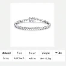 Vòng tay tennis cổ điển 3 chấu, mạ vàng trắng/vàng vàng 18K, đính đá Cubic Zirconia tròn 3mm, chiều dài 6-8,5 inch. - Trắng - Ba móng vuốt - Xem 17
