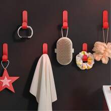 5个装易安装粘性墙钩 - 节省空间的粘性毛巾和衣帽钩，现代设计，塑料材质，适用于浴室、卧室和家居收纳，实用挂钩 - 彩色 - 查看 7