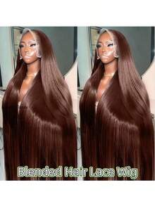 360 Lace Frontal Hairpiece Wig, Natural Black Hair For Women, Hand-Tied Hair Extension - Brown - View 2