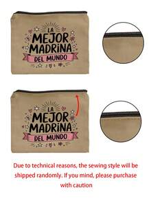 Best Godmother' Pattern Cosmetic Bag, Gift For Girls, Cute Retro Minimalist Letter Print Pouch, Small Items Storage Bag, Makeup Organizer Bag, Toiletry Bag, Foldable Lightweight Storage Bag, Minimalist Shopping Bag, Teacher's Day Gift Clutch, Suitable For Personal Travel Cosmetics Storage, Mother's Day Gift - Multicolor - View 12