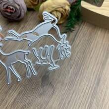 鹿形切割模具、月亮形切割模具、动物形切割模具，适用于卡片制作、压花模具、剪贴簿、手工工艺品制作 - 銀白色 - 查看 6