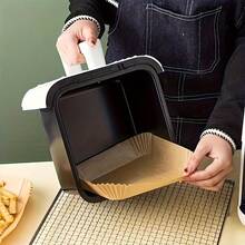 50/100/200张方形未漂白不粘空气炸锅烘焙纸，一次性烤盘衬垫，预切加厚烘焙纸，耐热防溅设计，适用于空气炸锅、烤箱、煎锅、烧烤和薯条 - 查看 7