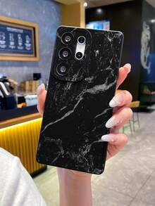 1pc Fashionable Minimalist Full-Screen Black Marble Pattern Painted, Black Matte Texture TPU Material Eye-Catching Anti-Drop Phone Case, Suitable As Gift For Boyfriend/Girlfriend, Compatible With Samsung, And Other Android Models - Multicolor - View 8
