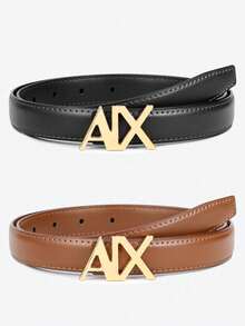 1/2件装女士腰带，高端合金字母女士腰带，时尚商务休闲套装多功能腰带，牛仔裤腰带，母亲节和情人节礼物腰带。 - 彩色 - 查看 2