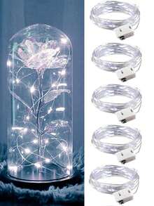 20pcs Battery Operated LED Mini Star Lights, Twinkle Fairy String Lights For Mason Jars, Wedding, Party, Christmas Decor; 200cm Silver Wire Mini Lights For Bedroom, Wedding, Mason Jar DIY, Christmas Wreath, Party Decoration, Warm White, Battery Powered Star Lights, Mason Jar Lights, Firefly Lights For DIY Party Wedding - White Light - View 13