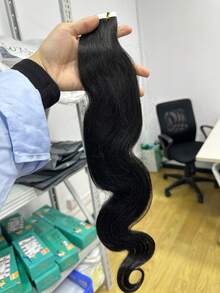 20Pcs Body Wave Invisible Tape In Hair Extension Real Human Hair Skin Weft Adhesive Tape In Extensions For Women 16-26inch - Natural Black - View 13