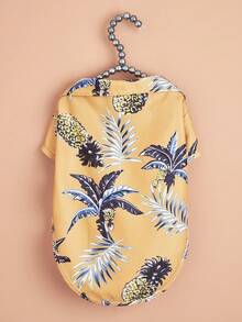 Hawaiian Beach Vacation Pet Cat Dog Clothes, Spring Summer Autumn Thin Shirt With Collar And Buttons - Yellow - View 6