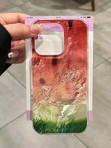 时尚漩涡渐变IMD褶皱PC+TPU西瓜彩绘防震手机壳，兼容 17 Pro/17 Air/17/17 Pro Max/16/11/16 Pro/16 Plus/16 Pro Max/16 e/15 Pro Max/13/14/12/XS/XR/7G/8P，优雅 15 Pro Max手机壳，新款 14防摔手机壳，男女通用，12/11超薄磨砂手机壳，适用于14 Pro Max/11/14/13/优雅简约15寸手机，柔软硅胶防摔保护套 - 彩色 - 查看 2