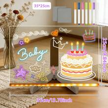 Valentine's Day LED Illuminated Message Board - Includes 7 Color Markers, USB Powered Acrylic Dry Erase Board, Creative Glow-In-The-Dark Gift And Romantic Decor - Multicolor - View 14