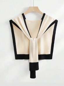 Dual-Tone Knitted Shawl, Fashion Outerwear Small Shawl Lightweight Versatile Women Shoulder Wrap, Suitable For Spring And Summer For Dress - Beige - 查看 10