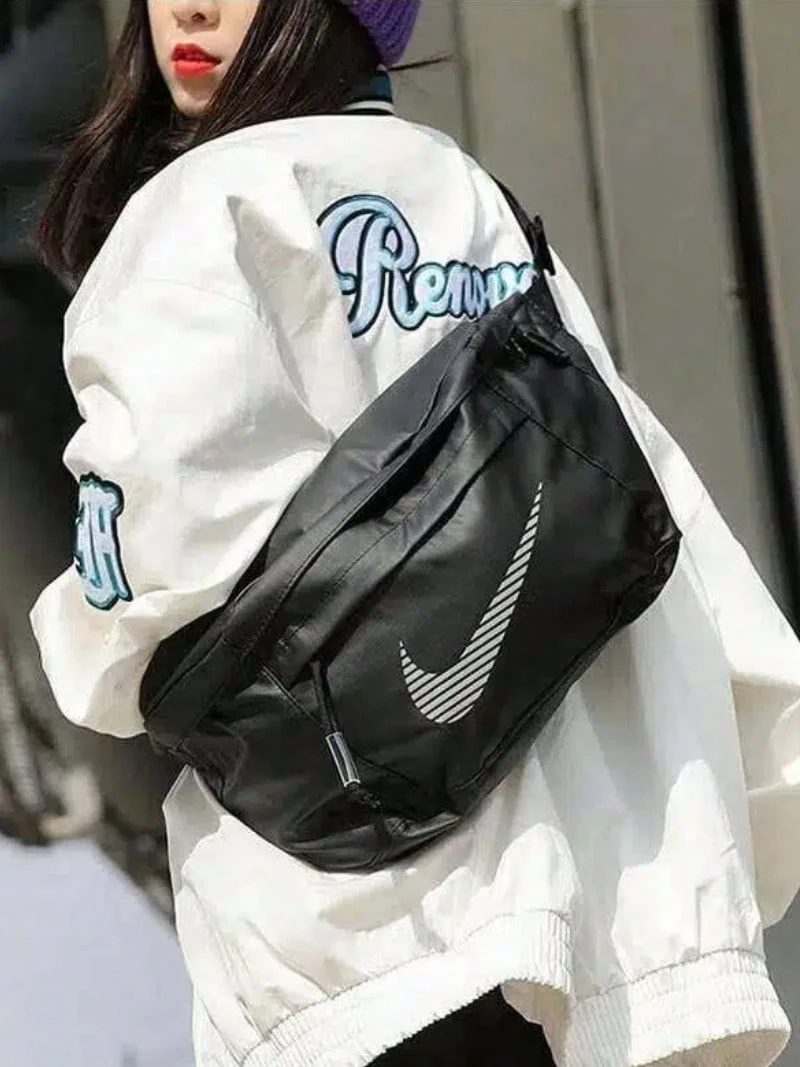 Nike 耐吉 3M反光肩斜背包腰包 男女同款情侶款 黑色