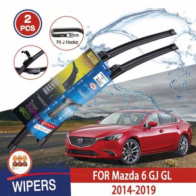 Escobillas de limpiaparabrisas para Mazda6 GJ GL 2014-2019, goma suave con forma de U para el limpiaparabrisas del automóvil