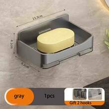 Bathroom Soap Holder Free-Punching Wall Mounted Soap Sponge Holder Organizer Double Drainage Soap Dish Bathroom Accessories - 1pcs - View 9