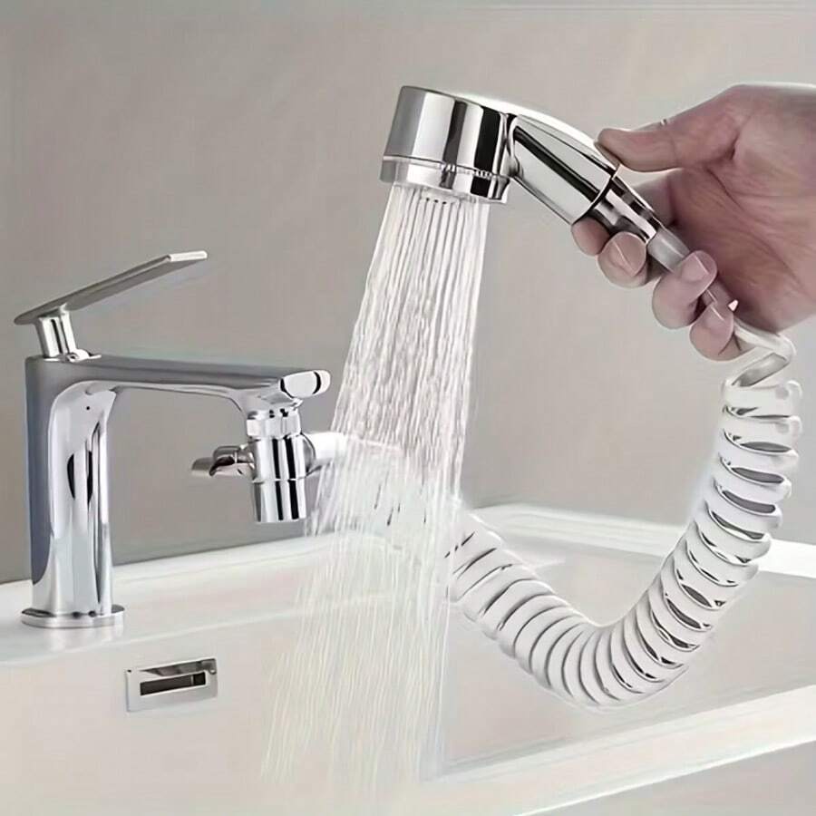Faucet Extender External Shower Head Bathroom Faucet Adapter Accessories Washbasin Faucet External Shower Head Set,Pets Can Also Take Showers - 1 Set - View 1