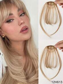 可修剪浅棕色刘海假发片，合成耐热夹式接发片，女士适用 - 彩色 - 查看 20