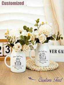 1 Bình hoa gốm sứ tùy chỉnh, Quà tặng tân gia cá nhân hóa, Thích hợp cho lễ tân gia, Bình tưới hoa lãng mạn, Thích hợp trang trí nhà cửa mùa xuân/hè/thu, Trang trí nhà cửa, Trang trí sân vườn, Phụ kiện làm vườn, Quà tặng gia đình tốt nhất - Nhiều màu - Xem 2