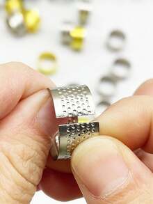 [10pcs] Gold & Silver Adjustable Metal Thimbles, Open Design Anti-Slip Finger Protector, Suitable For Hand Sewing, Embroidery And Home Mending, Practical Sewing Tool - Thimble - View 9