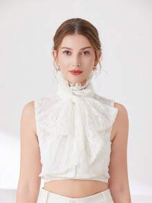 1pc White Lace Bow Tie Collar - Multicolor - View 4