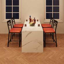 Conjunto de taburetes de bar de 4 piezas, Sillas de bar de altura del contador de 22 pulgadas / 26 pulgadas con espalda, Sillas de comedor tapiceadas con asiento acolchado, Cojín grueso, Tabernos para la isla de la cocina, Contador de apartamento, Bar del comedor - 26 pulgadas - Ver 5