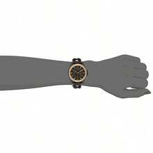 Fossil Lady Black Gold Quartz Watch, Diamond-Studded Bezel, Leather And Chain Strap, Elegant And Fashionable Ladies' Watch ES3696 - Black - View 2