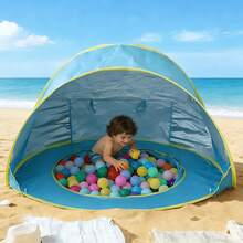 婴儿沙滩帐篷，带遮阳篷的儿童泳池，便携式婴儿遮阳泳池，易于搭建的遮阳篷，带收纳袋的婴儿帐篷 - 彩色 - 查看 3