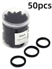 100pcs/200pcs/Can Women's Basic High Elasticity Hair Ties For Ponytail, Hairstyle (Assorted Colors) Casual,Woman Head Accessories, Woman Hair Accessories Ponytail Holders Hair Elastics Hair Rubber Bands Scrunchies Hair Rope, Hair Bobbles ,Gym Sport Outfit,Home And Living New In,Gifts,Household Items,Bathroom Accessories,Back To School,Outdoor Supplies,Party Rwady. - 黑色 - 查看 11