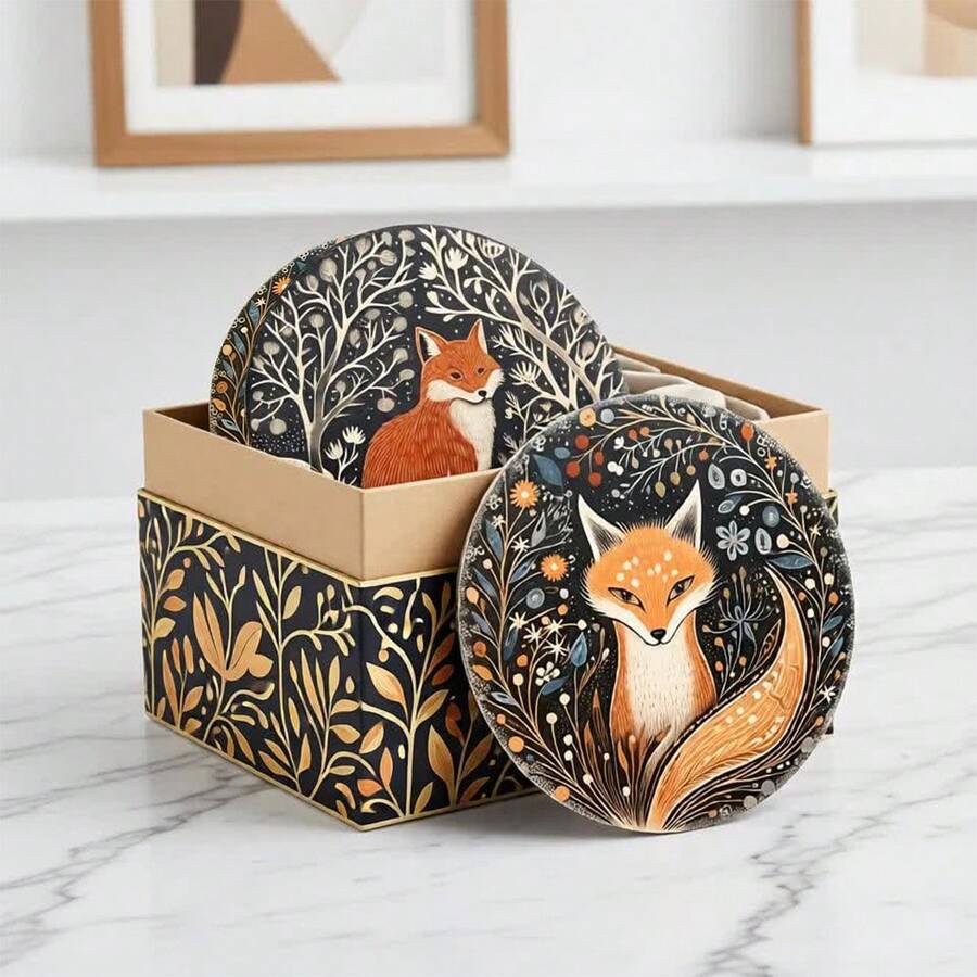 Bộ 8 đế lót ly bằng gỗ hình cáo phong cách Bohemian, thích hợp cho xe hơi, tách trà, tách cà phê, cốc nước giải khát, ly sứ. Món quà tân gia, quà tặng bố mẹ, quà tặng bạn bè lý tưởng. Hoàn hảo cho trang trí nhà bếp, đồ dùng nhà bếp và trang trí bàn ăn. Có sẵn bộ 1 hoặc bộ 2-3 chiếc. Bộ đế lót ly, đế lót ly, đế lót ly uống nước, đế lót ly gia đình. - Nhiều màu - Xem 1