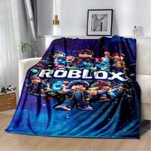 3D R-Robloxs Cartoon Game Flannel Blanket Soft Warm Throw Blanket For Bed Bedroom Room Living Room Travel Camping Picnic Gift(1).Jpg - 如圖所示 - 查看 1